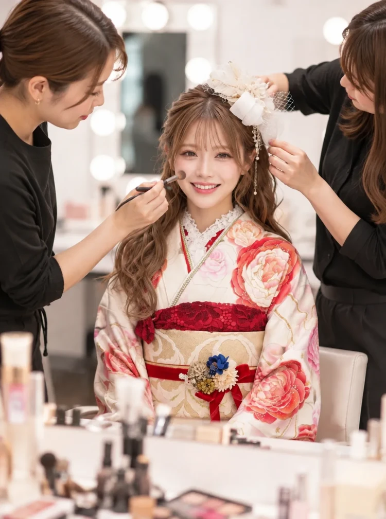 成人式の前撮りでヘアメイク・着付けまで任せられる