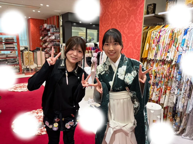 卒業式　袴レンタル　大阪梅田 緑色袴