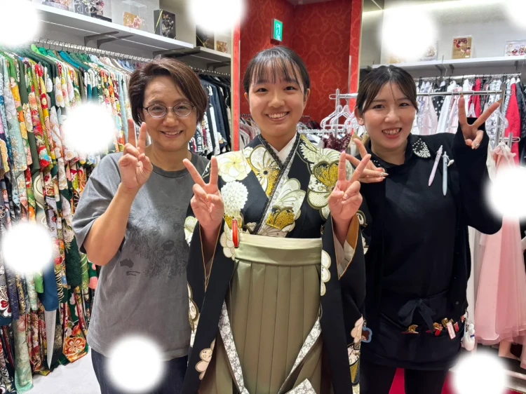 卒業式　TAKAZEN 袴レンタル　古典柄　カーキ