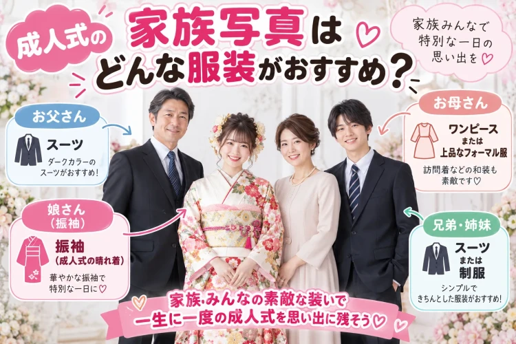 成人式の前撮り家族の服装