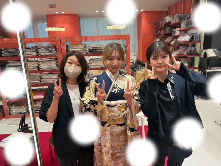 成人式　振袖レンタル　大阪梅田　プレミアム古典　紺色振袖　フォトプラン