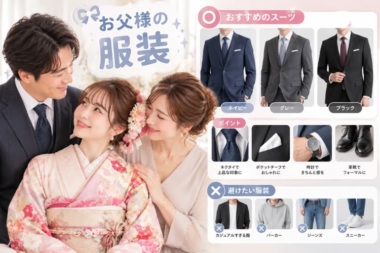成人式の前撮りお父様の服装