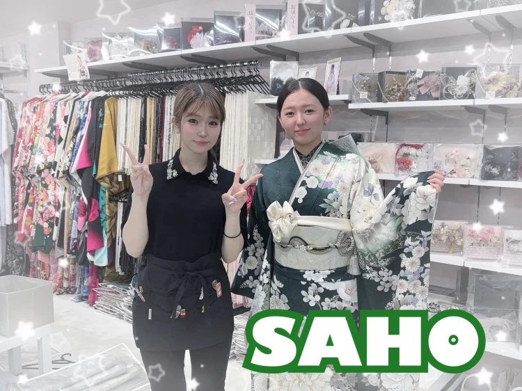 TAKAZEN奈良店で緑色古典柄のお振袖に決定された2028年成人のお客様