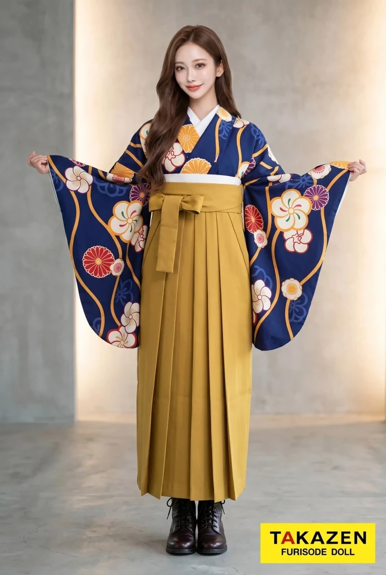 TAKAZEN東京表参道店Flagshipで紺色のレトロモダン袴のご紹介。