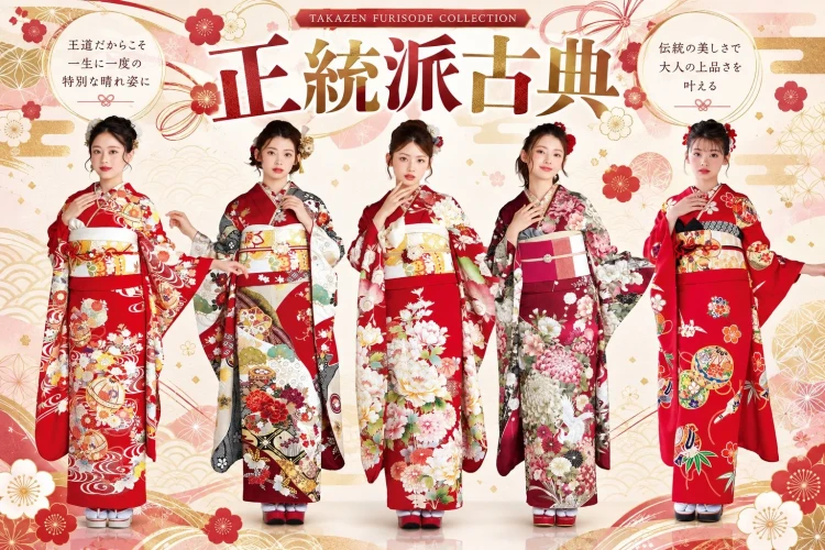 古典柄赤色振袖