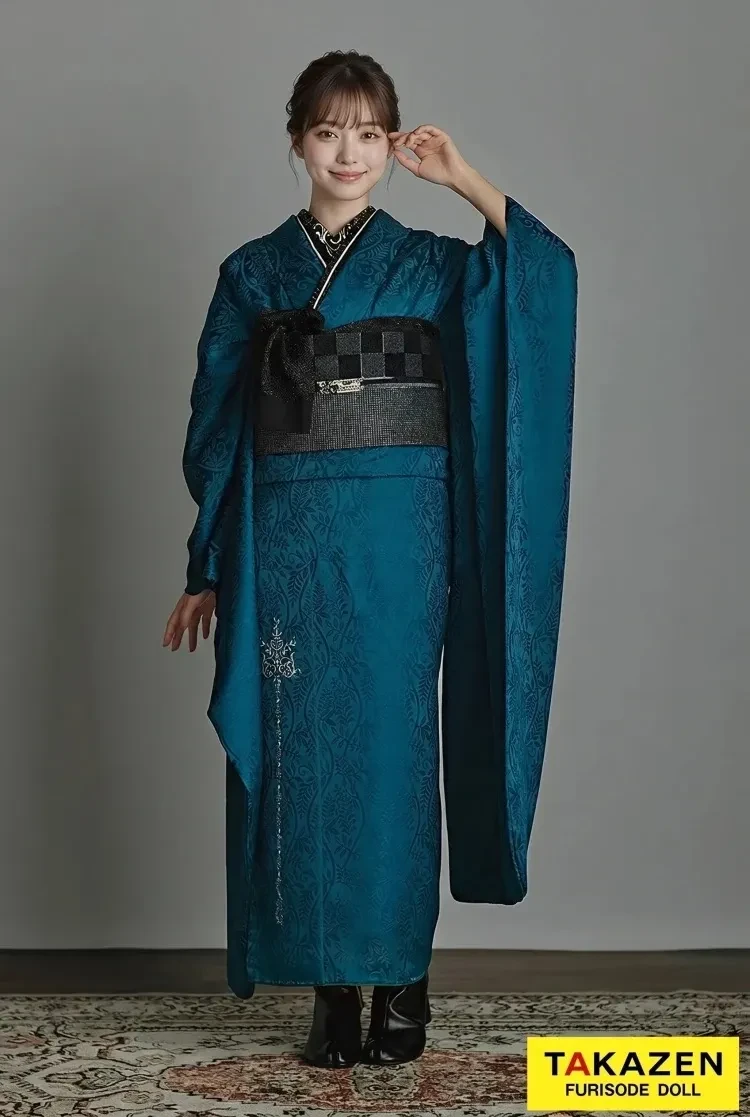 青色シンプル振袖