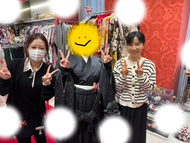 成人式　卒業式　TAKAZEN 袴レンタル　黒　レース　バラ　イマドキ