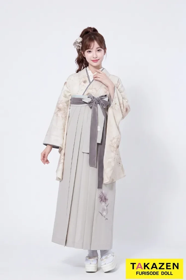 R22018 玉城ティナ×紅一点ブランド袴 ベージュ/淡い色/くすみカラー