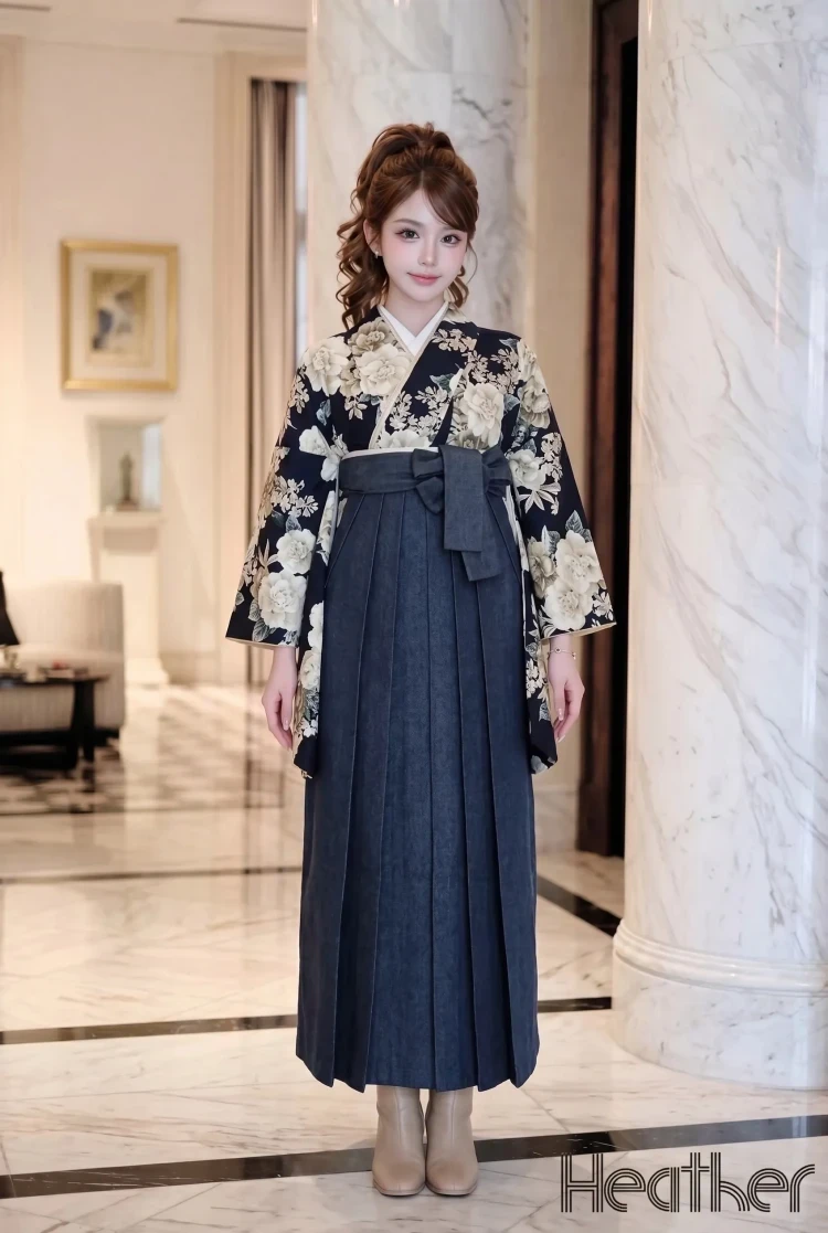 先生向けのネイビーの袴